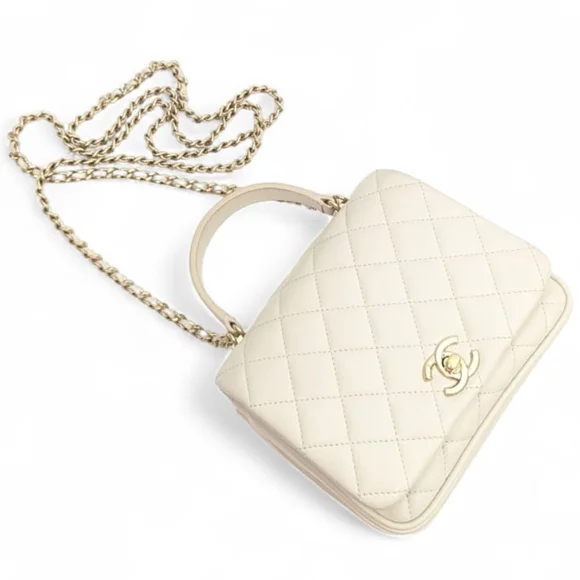 ✨️Authentic Chanel Citizen Chic Top Handle Bag Quilted Lambskin Mini ivory - Picture 3 of 16